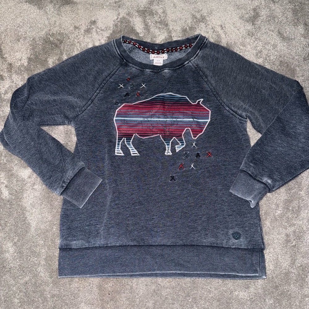 Ariat Gray Sweatshirt with Buffalo Design